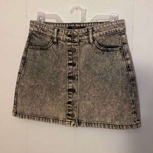 Bleach dye black Jean button down skirt